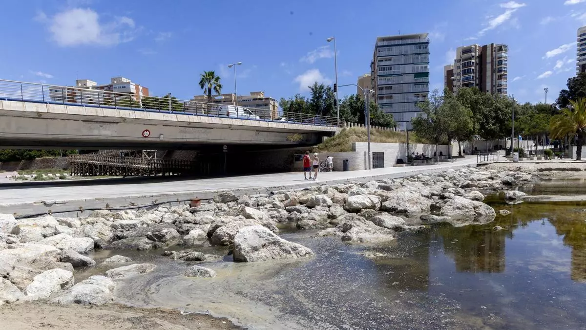 El agua estancada y los malos olores se instalan en la Albufereta tras las últimas lluvias