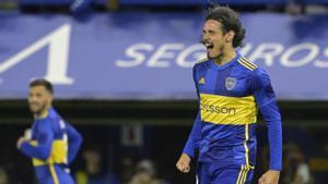 Cavani, celebrando un gol con Boca Juniors