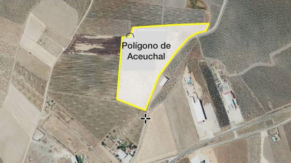 Plano de ubicación del futuro polígono industrial de Aceuchal.