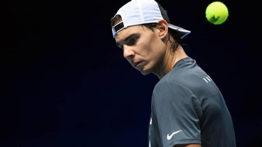 Nadal entrena el pasado viernes en el O2 Arena de Londres.