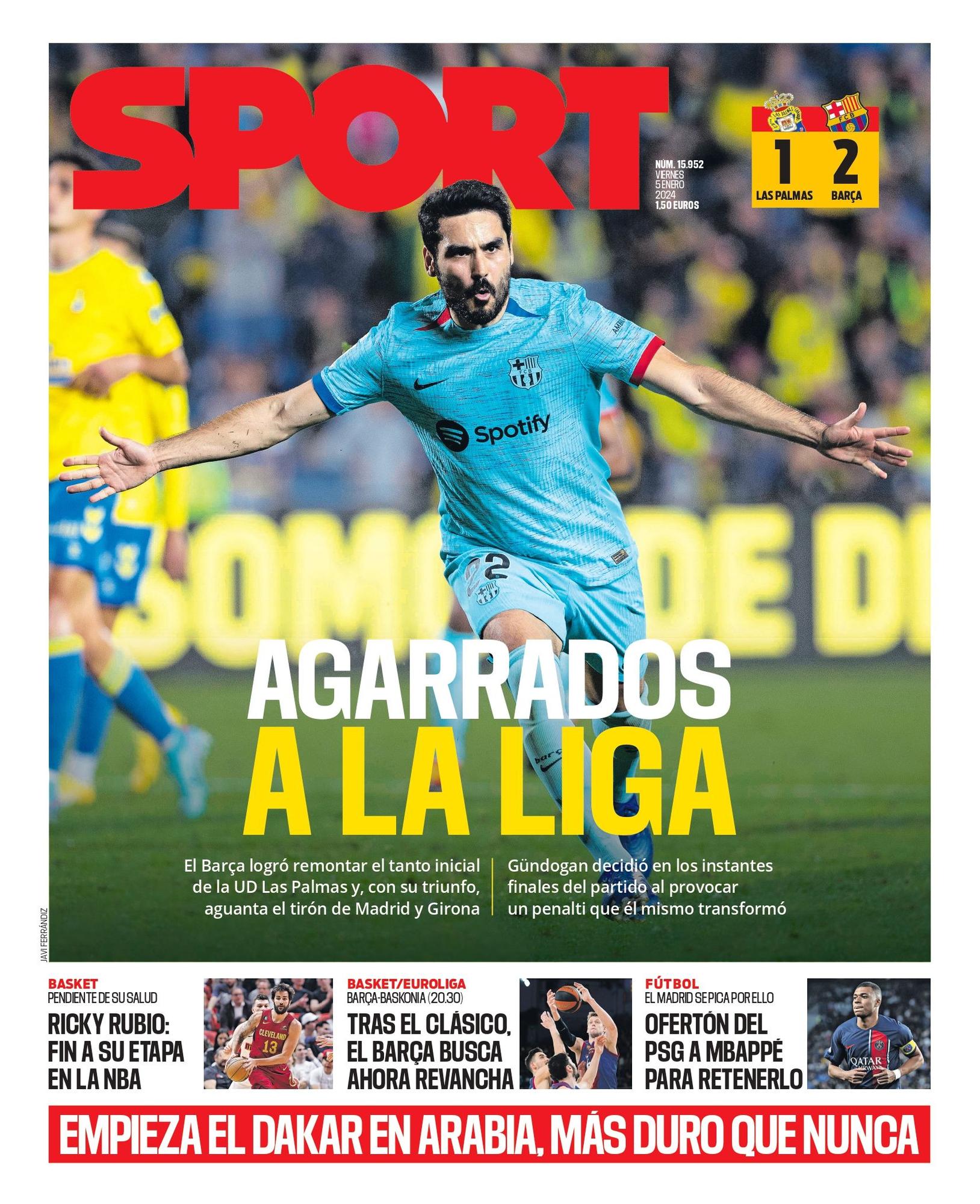 La portada de Sport del viernes, 5 de enero