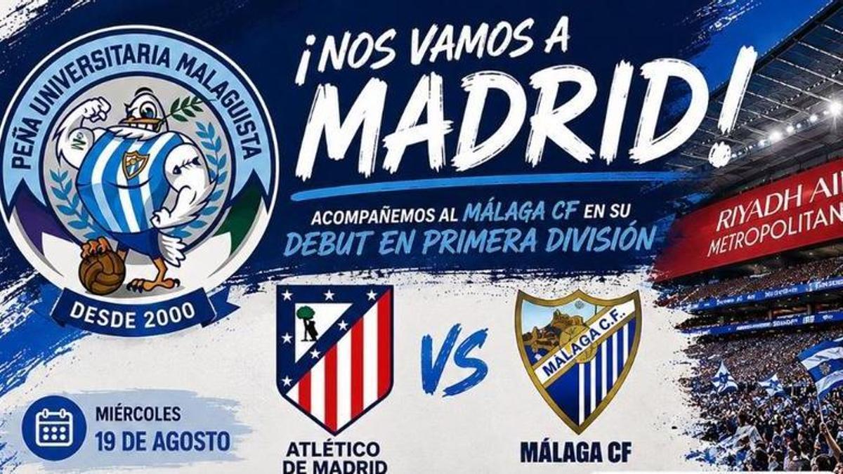 La Peña Universitaria organiza viaje a Madrid para el Atleti-Málaga CF
