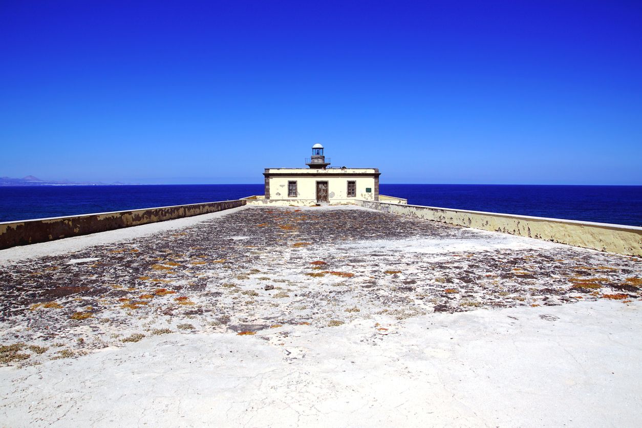 El Faro de Punta Martiño en Isla de Lobos en Fuerteventura, España