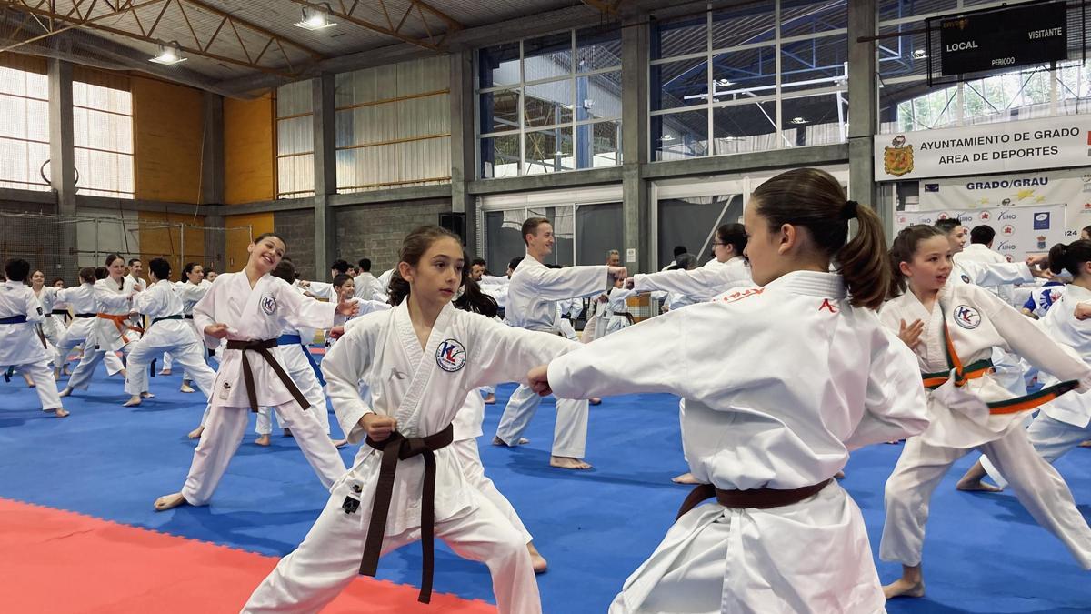 Doscientos karatecas libran en Grado su combate más solidario y recaudan miles de euros para “golpear” a la ELA