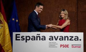 El PSOE i Sumar segellen el seu acord per investir Sánchez i reeditar el Govern de coalició