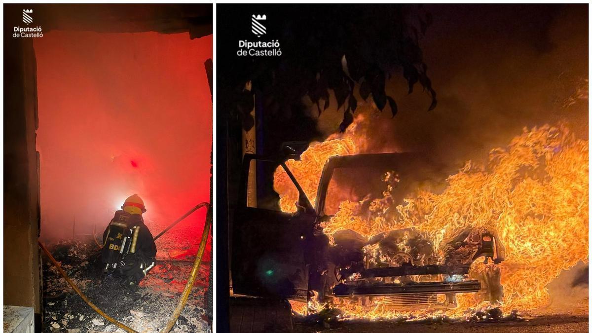 Noche intensa para los bomberos de Castellón: tres incendios en viviendas y dos vehículos calcinados