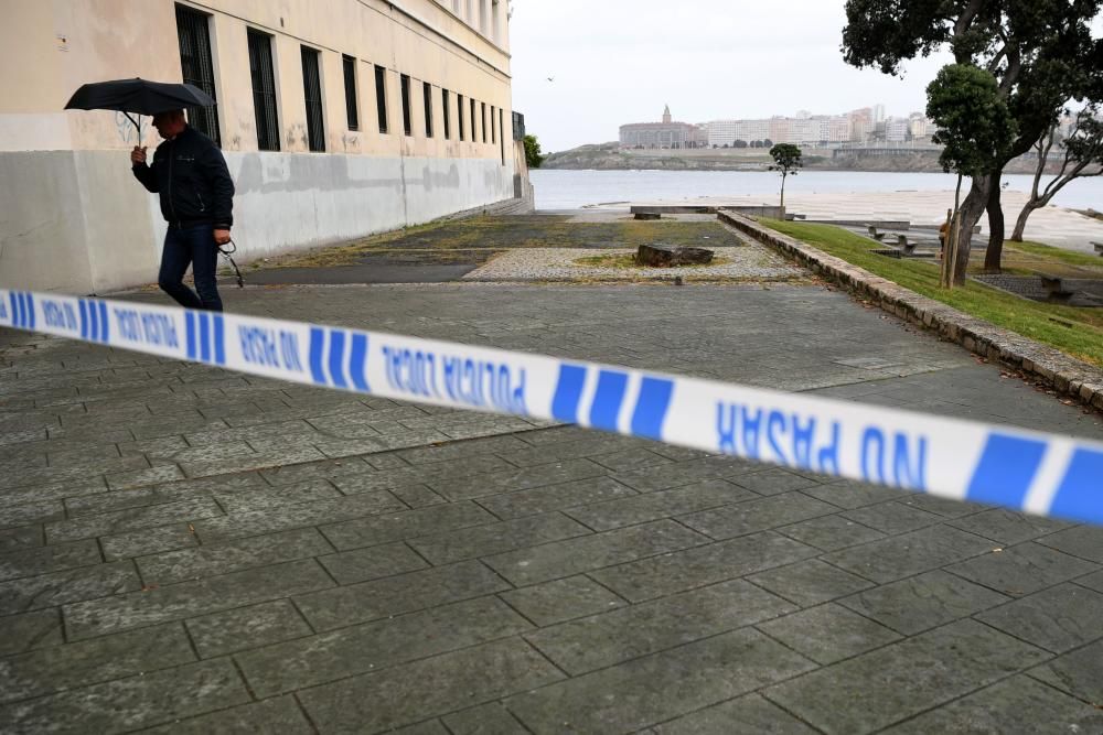 Viento y lluvia en A Coruña por la borrasca Miguel