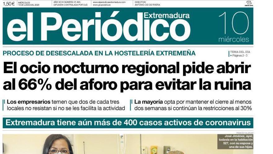 Esta es la portada de EL PERIÓDICO EXTREMADURA correspondiente al día 10 de junio del 2020