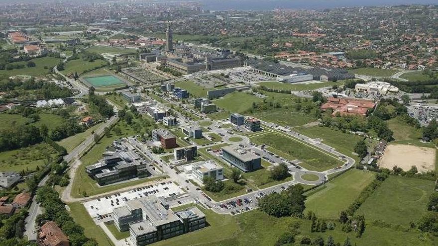 Una vista aérea de la Milla del Conocimiento de Gijón.