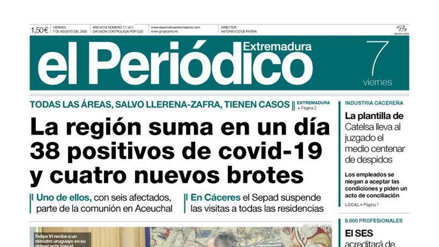 Esta es la portada de EL PERIÓDICO EXTREMADURA correspondiente al día 7 de agosto del 2020