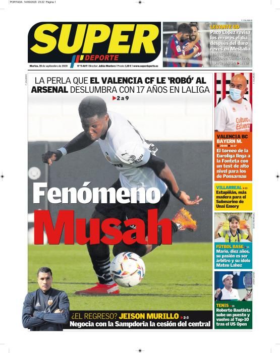 Portada SUPERDEPORTE martes 15 septiembre 2020