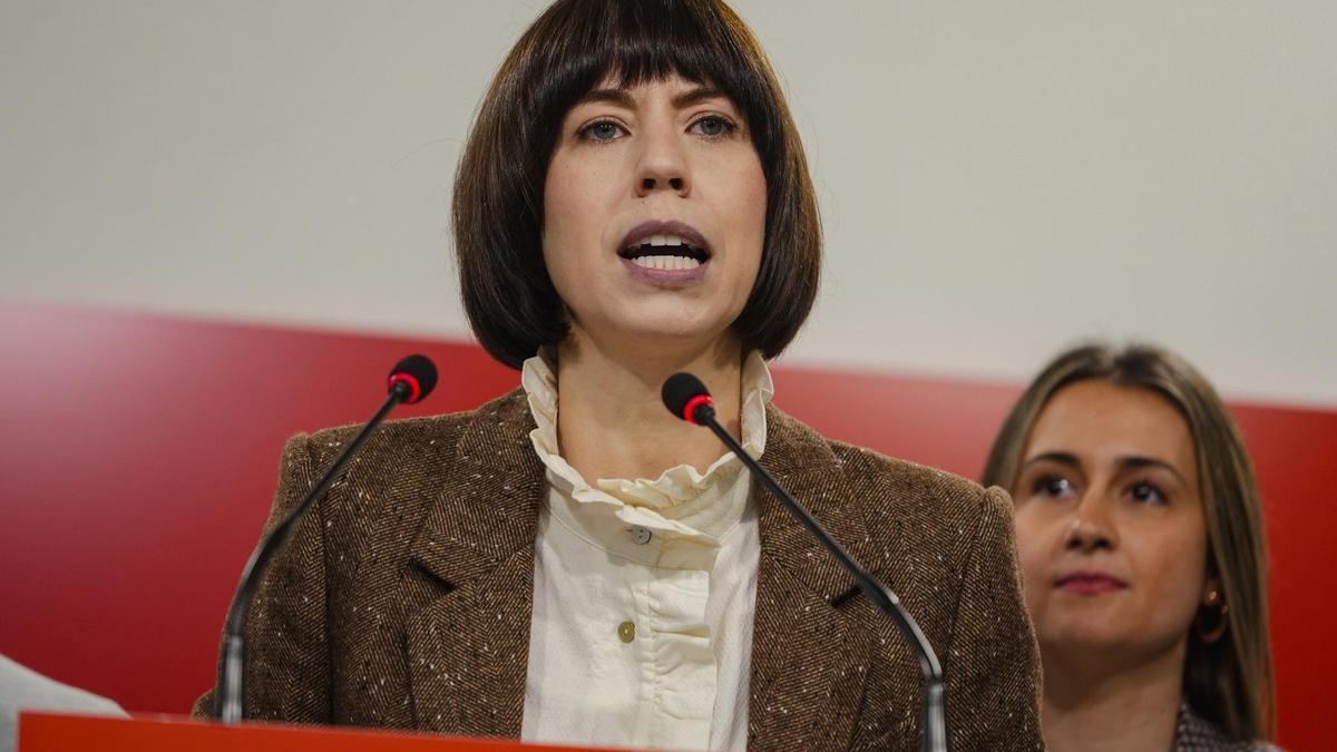 Diana Morant, en una rueda de prensa del PSPV.