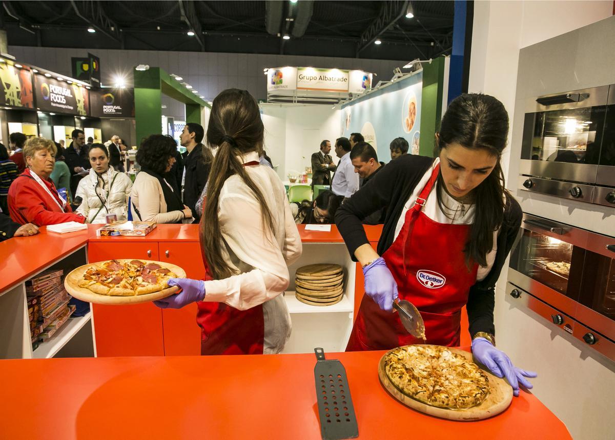Expositor de pizzas de Dr. oetker, en una de las últimas ediciones de la Alimentaria de Barcelona