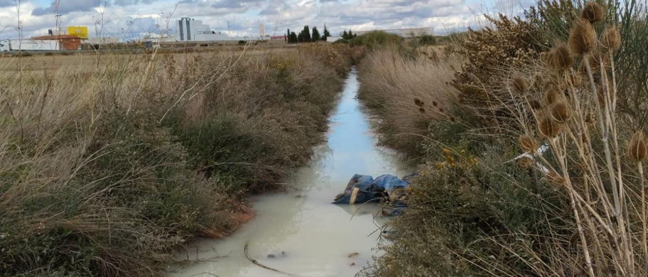 Arroyo por el que el vertido llega al río Esla.