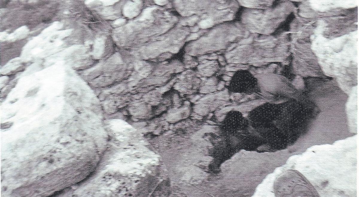 Bolaños, en una foto de la década de 1970 sacando agua del pozo para  mostrarlo a amigos de la Universidad.