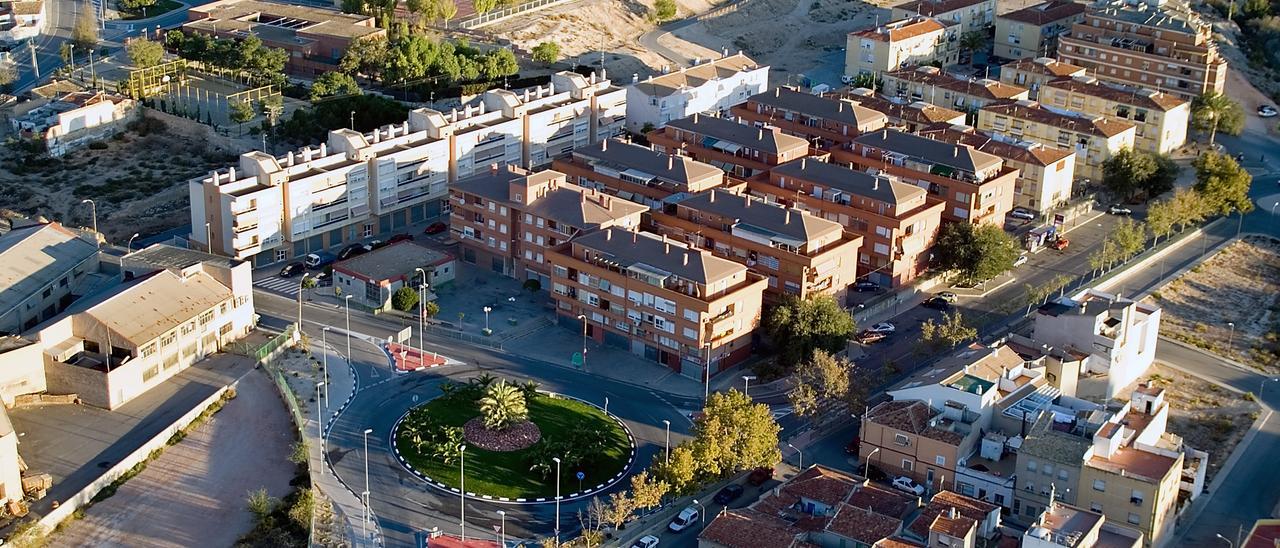 El barrio Virgen de la Salud de Elda a vista de pájaro.