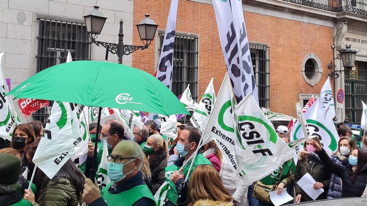 Una protesta de funcionarios de la Justicia.