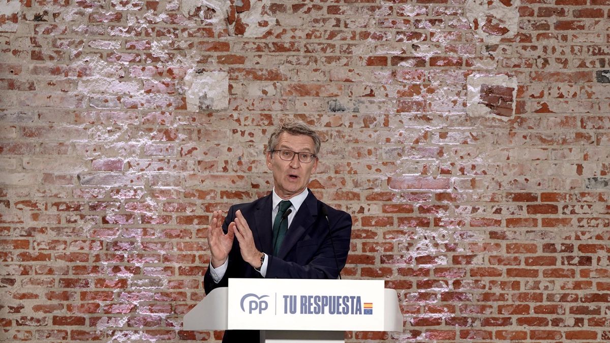 El líder del PP, Alberto Núñez Feijóo, en la presentación del programa del Partido Popular para la campaña del 9J.