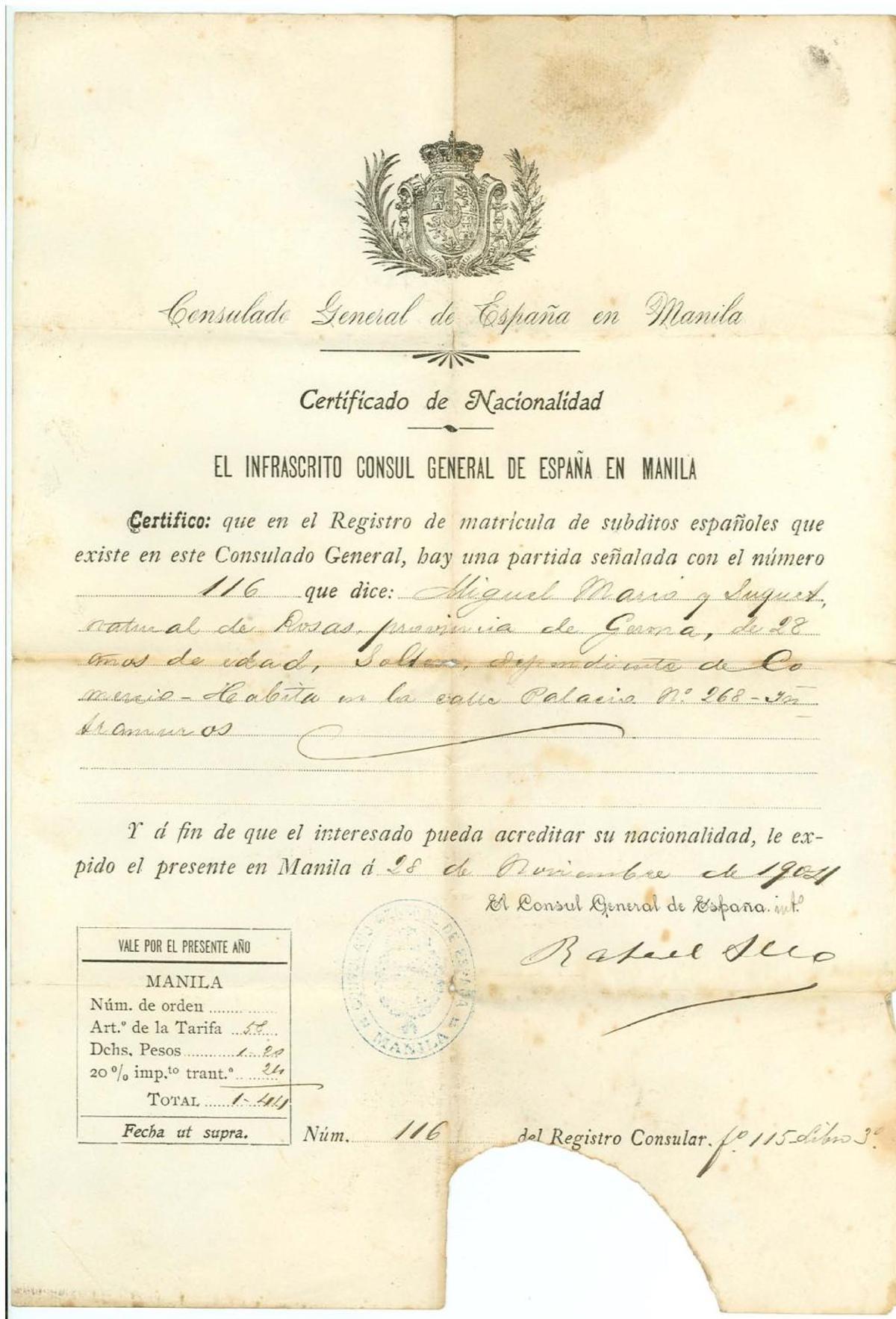 L'Arxiu Municipal de Roses divulga un testimoni de l'emigració rosinca