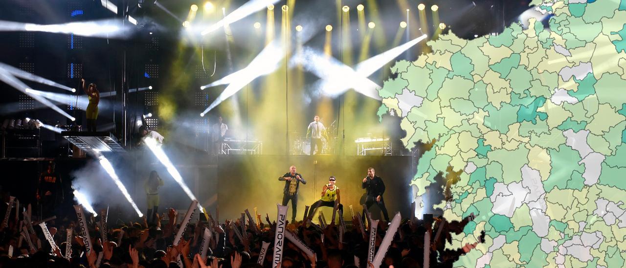 Imagen original: una actuación de la orquesta Panorama en el ayuntamiento de Marín