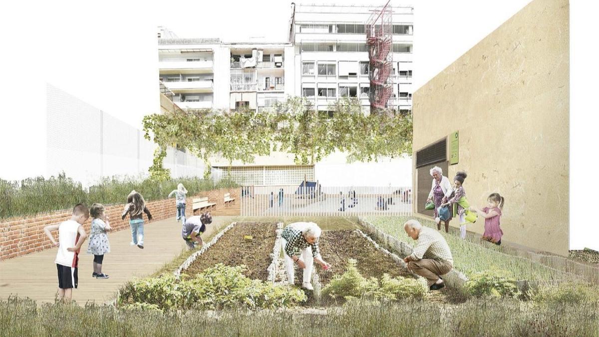 Recreación virtual jardines Maria Mercè Marçal de la Nova Esquerra del Eixample