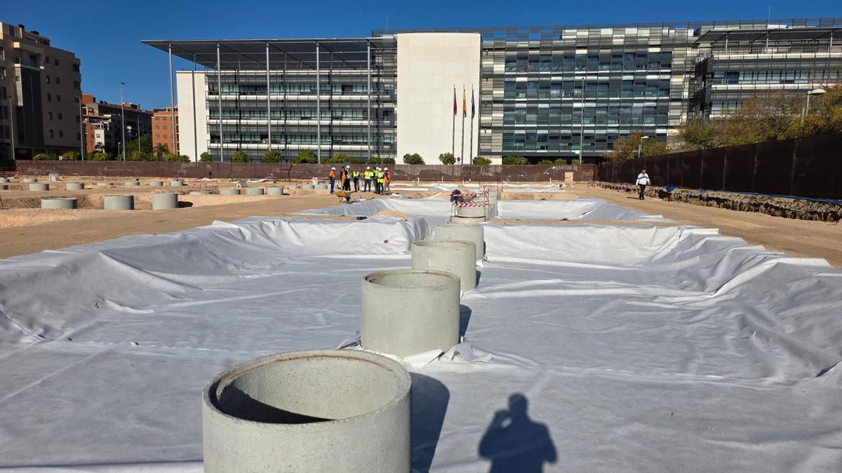 Obras de construcción del disuasorio ubicado en Santiago y Zaraíche.