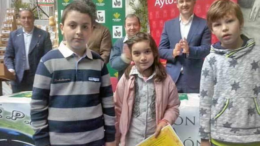 Por la izquierda, Adrián Fernández, Adriana Munteanu y Álvaro Feito, recogiendo sus premios.