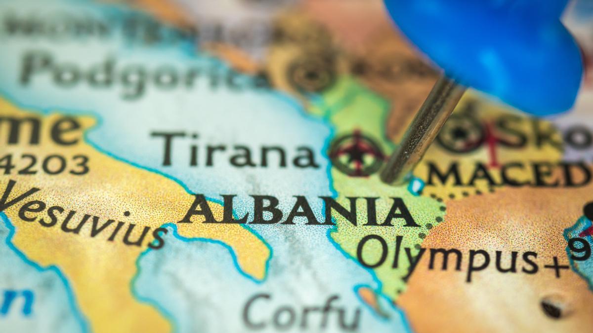 Situación de Albania en el mapa europeo.