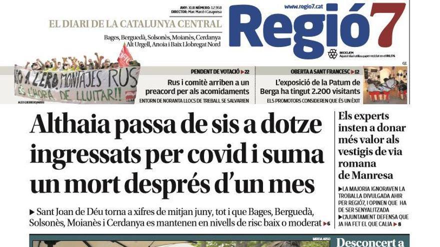 La portada de Regió7 d&#039;aquest dimecres, 19 d&#039;agost