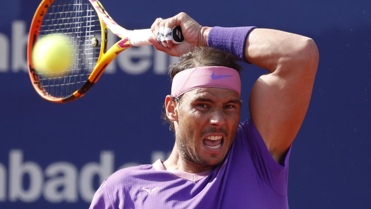 Rafa Nadal, en un momento del partido ante Stefanos Tsitsipas.