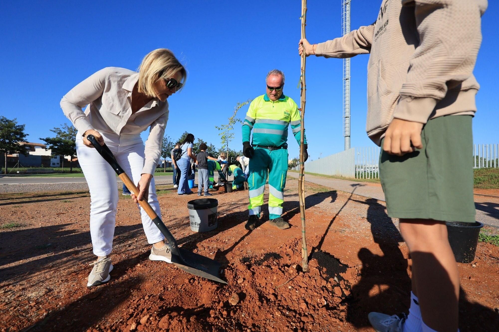  Éxito de la plantación de árboles por parte de personal y familias de Pamesa Grupo Empresarial en la Ciutat Esportiva Municipal de Vila-real que ha tenido lugar en la mañana. de este sábado La acción, que forma parte de la Responsabilidad Social Corporativa del grupo, está incluida en la programación del 20.º Mes de la Sostenibilidad de la Concejalía de Medio Ambiente.