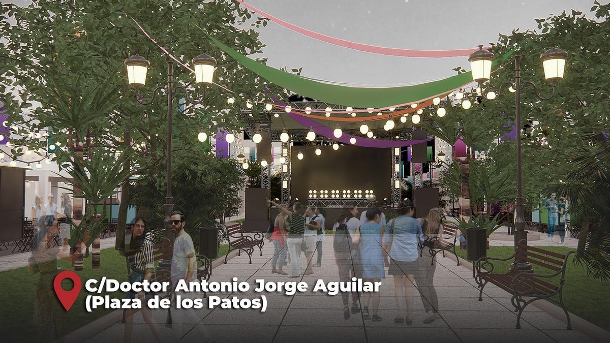 Gráfico de cómo quedará la Plaza de los Patos para el Carnaval.