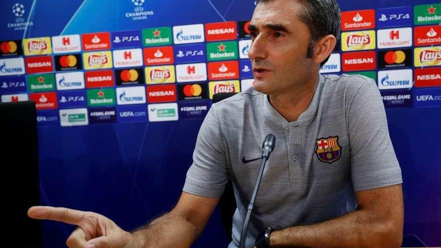 Ernesto Valverde, en rueda de prensa.