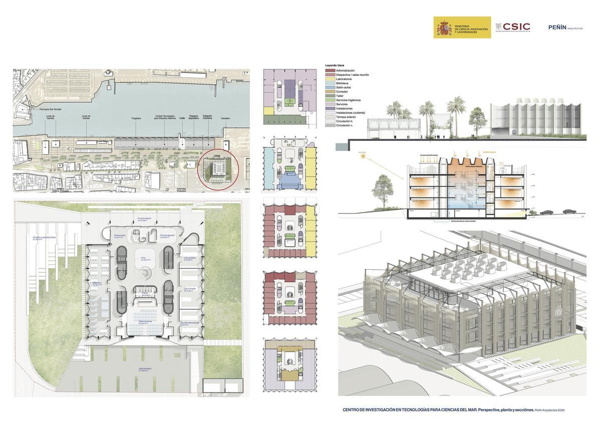 Planos del edificio y la parcela.