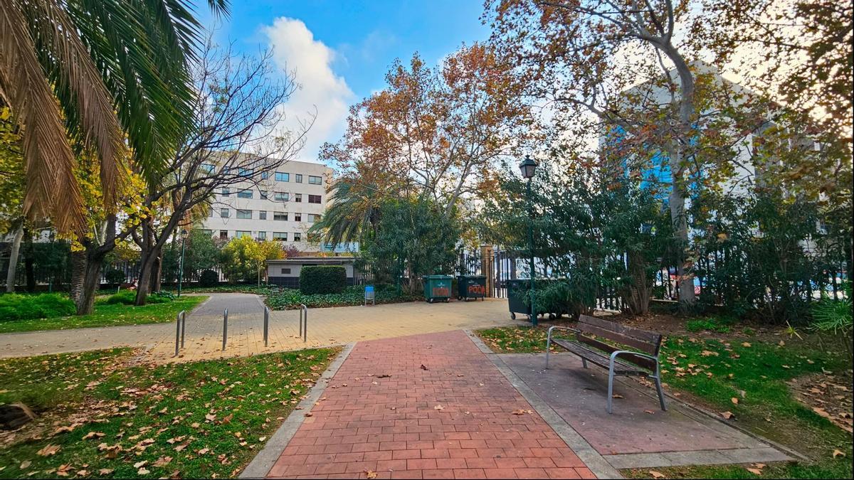 Jardín sobre el que se alzará la ampliación del IVO