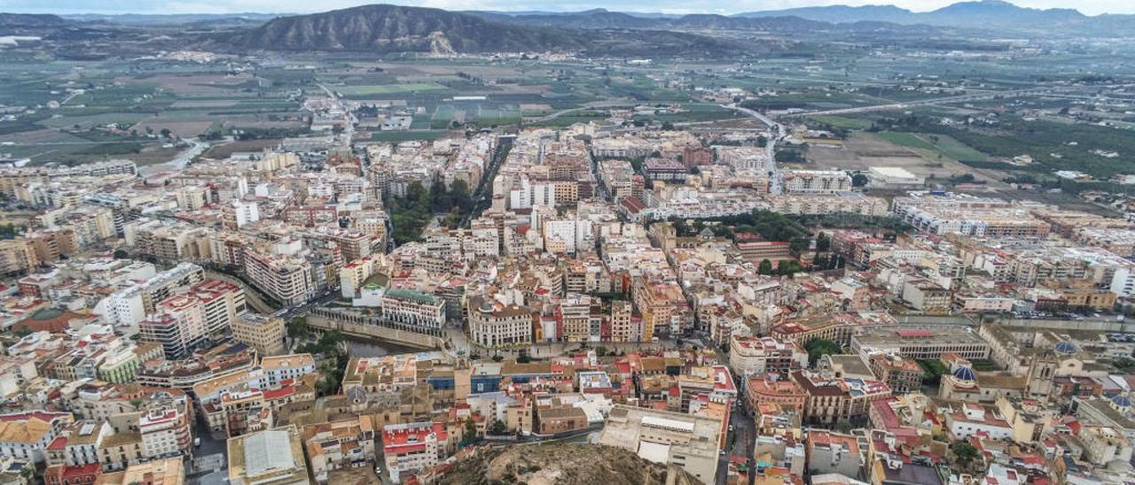 Vista aérea de la ciudad de Orihuela.