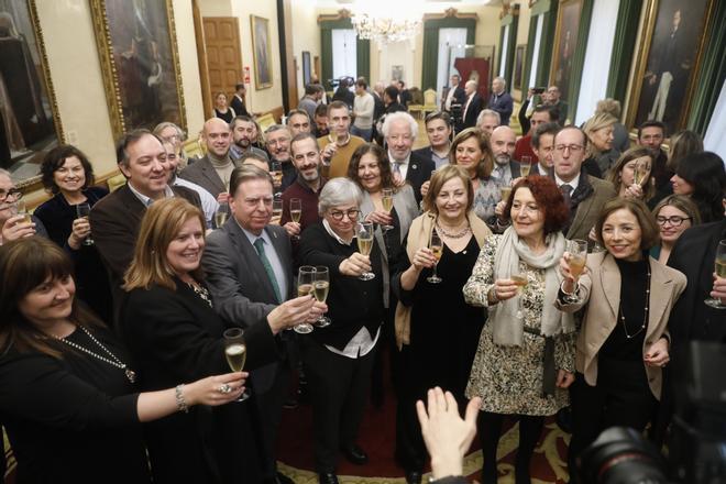 En imágenes: El brindis de los alcaldes de Oviedo, Gijón y Avilés
