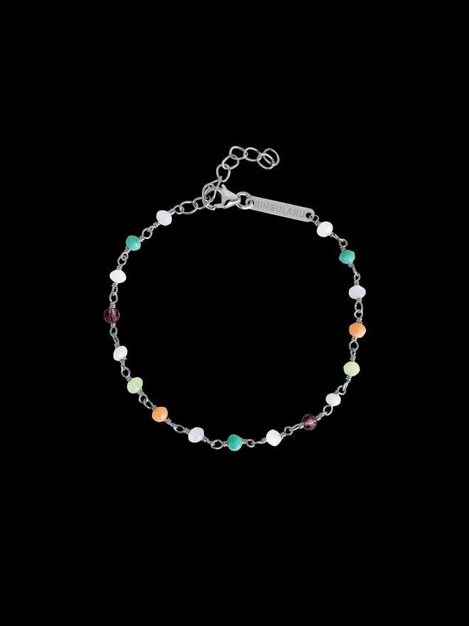 PULSERA CRYSTALS COLORS PLATA