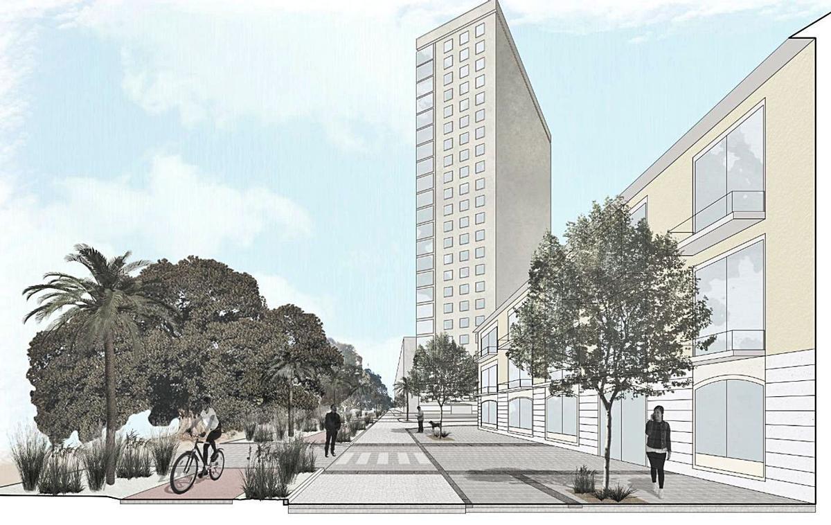 Recreación virtual de la calle Ramón y Cajal tras la reurbanización, que incluirá carril bici. | INFORMACIÓN