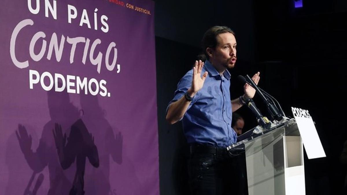 Pablo Iglesias comparece en rueda de prensa el día después de las elecciones generales
