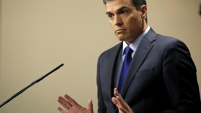 Pedro Sánchez, el pasado martes en el Congreso, tras su reunión con Rajoy.