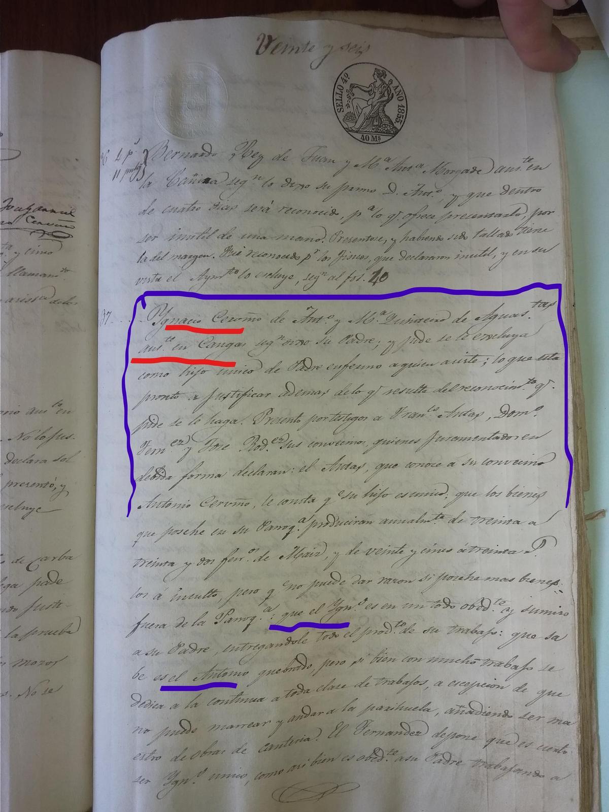 Expediente de declaración do alistamento de milicias de Antonio Cerviño, pai do mestre Cerviño