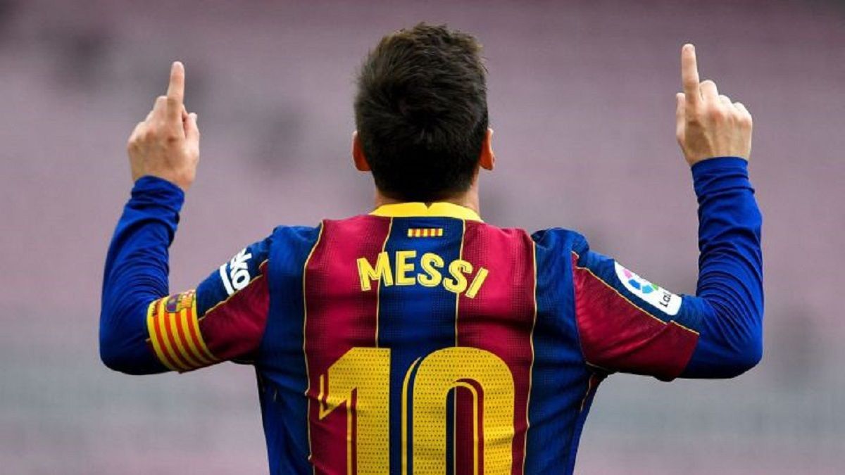 Leo Messi celebra un gol con el Barça