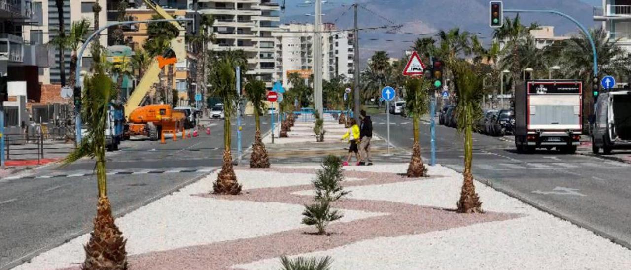 Mejoras en el ajardinamiento de la mediana de la avenida Costa Blanca, justo frente a la parcela que acogerá el Circo del Sol