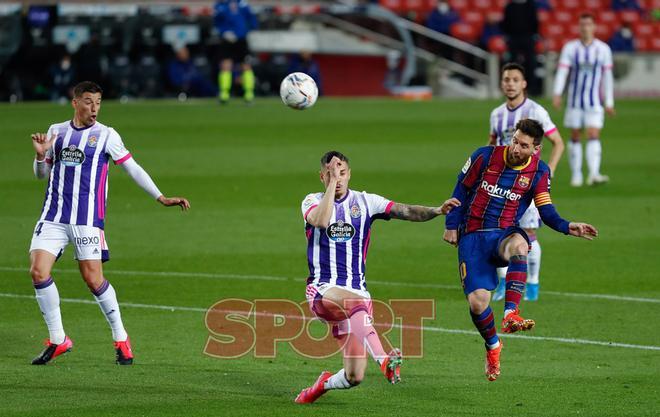 Leo Messi en el partido de LaLiga entre el FC Barcelona y el Valladolid disputado en el Camp Nou.