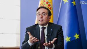 El ministro de Asuntos Exteriores, Unión Europea y Cooperación en funciones, José Manuel Albares, durante una entrevista para Europa Press