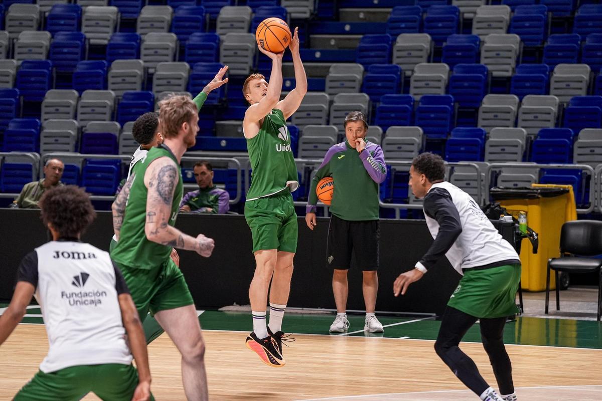 Imagen del entrenamiento del Unicaja de este Martes Santo.