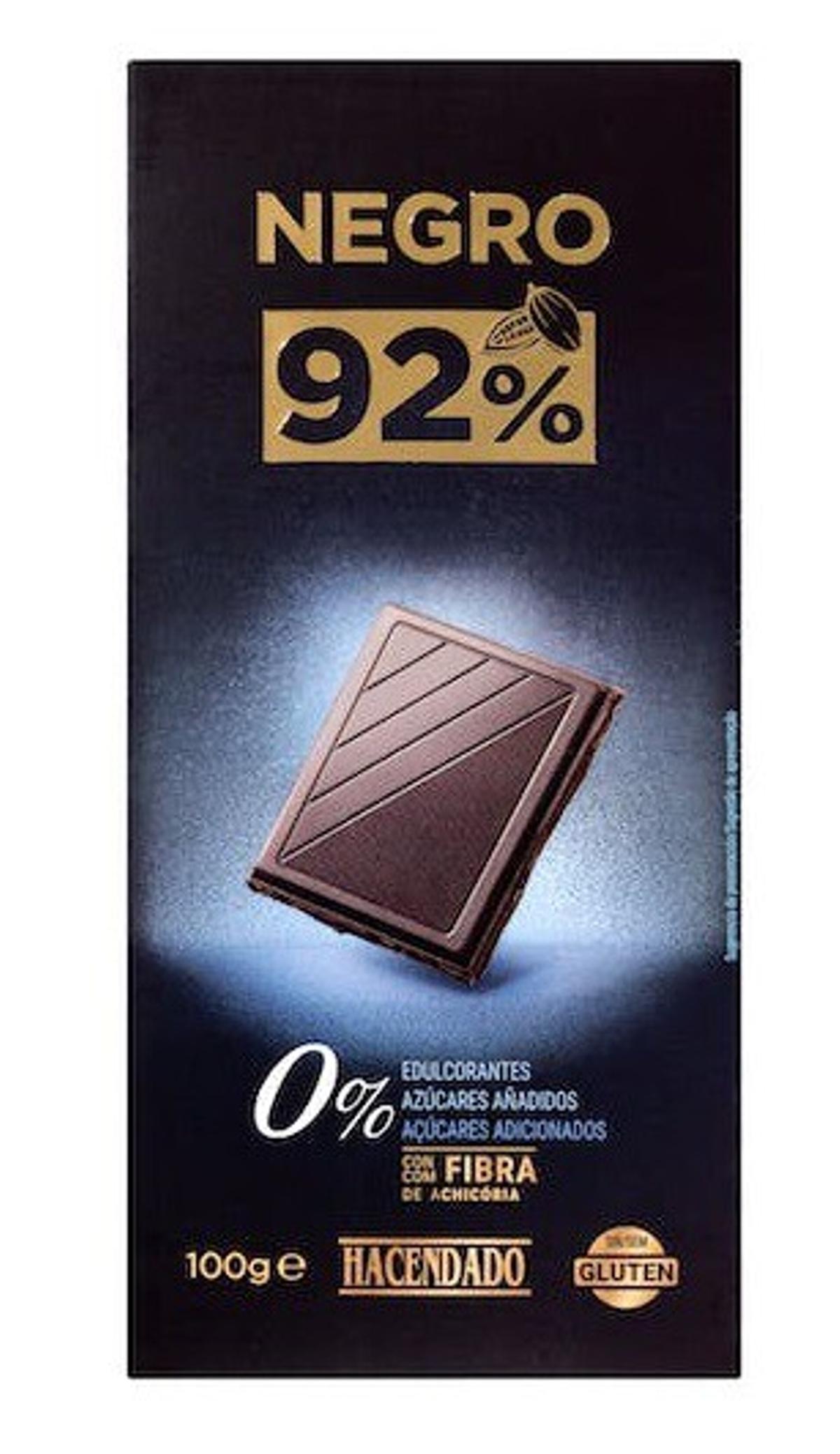 Chocolate negro 92% con fibra de achicoria