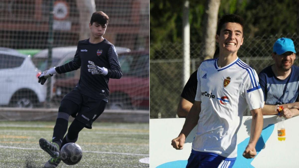 a la izquierda Pablo Cuñat, con el Levante y a la derecha Luis Forcen, con el Zaragoza a la izquierda Pablo Cuñat, con el Levante y a la derecha Luis Forcen, con el Zaragoza