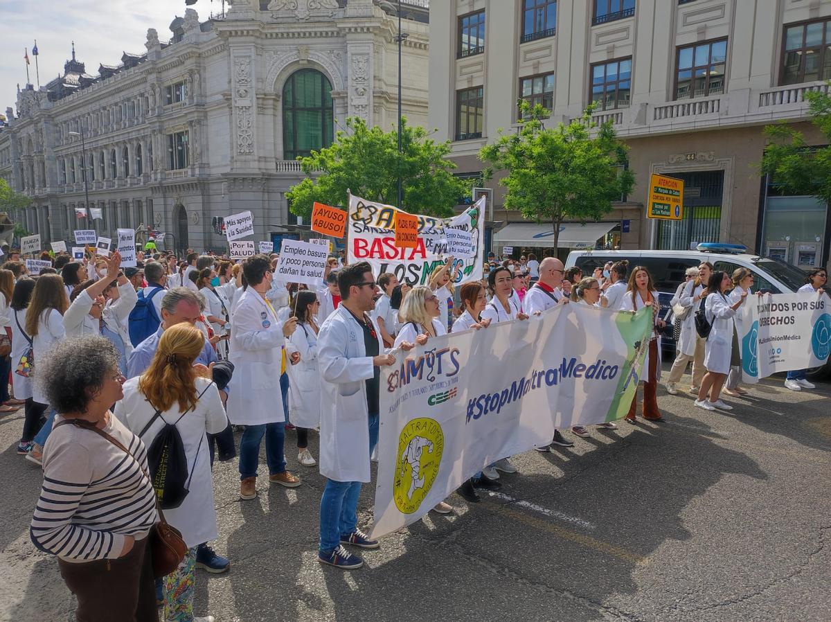 Una de las concentraciones de los médicos en huelga.